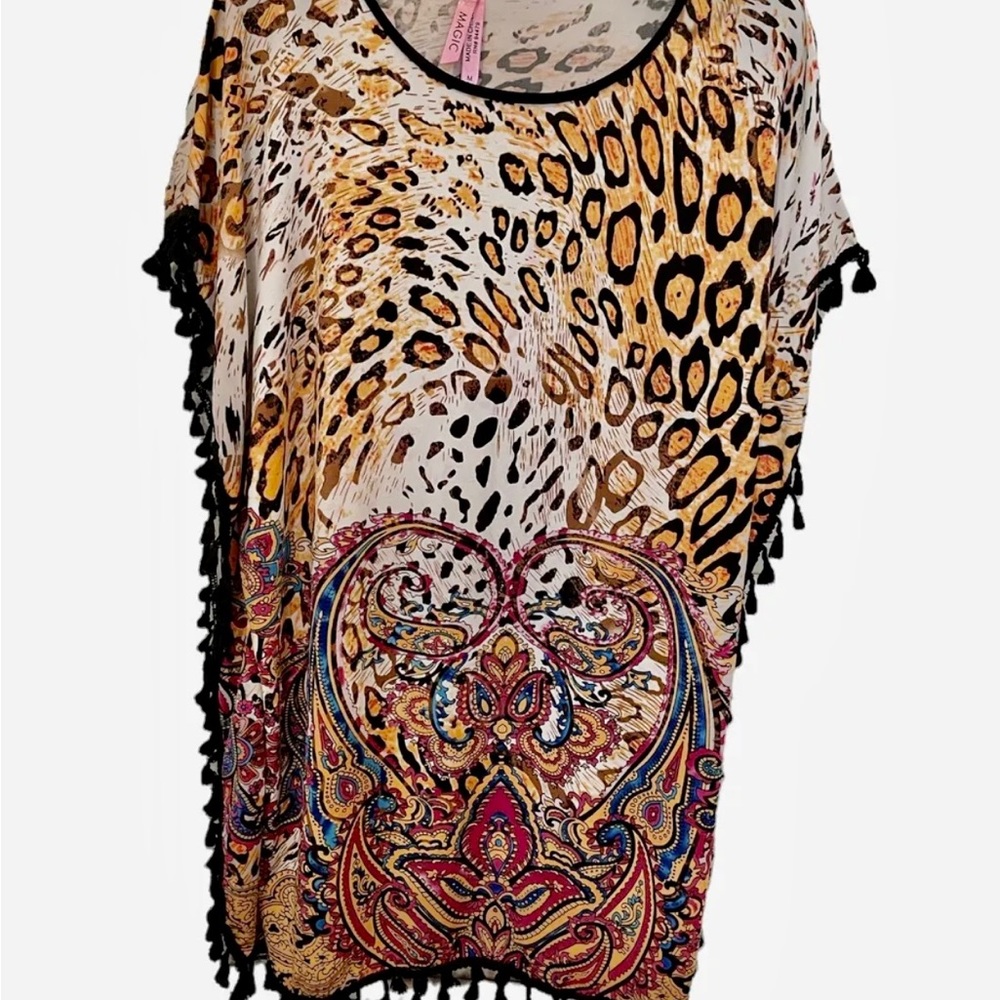 Magic Blouse Coverup  Womens Size Medium Animal Print